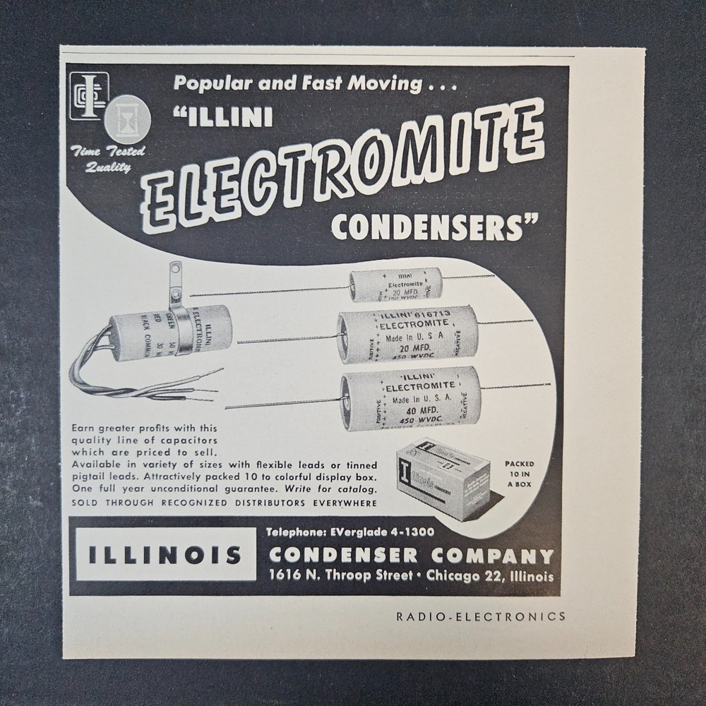 1958 Illinois Condenser Comapny Illini Electromite Vintage Print Ad Chicago IL‎